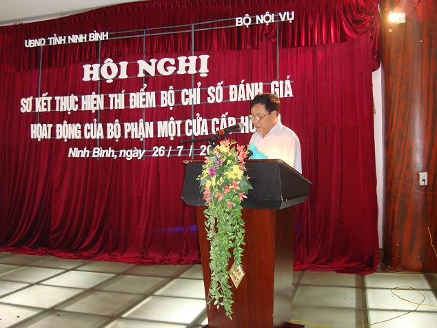 Bộ Nội vụ phối hợp với UBND tỉnh Ninh Bình, Sơ kết Thí điểm Bộ chỉ số đánh giá hoạt động của Bộ phận một cửa cấp huyện